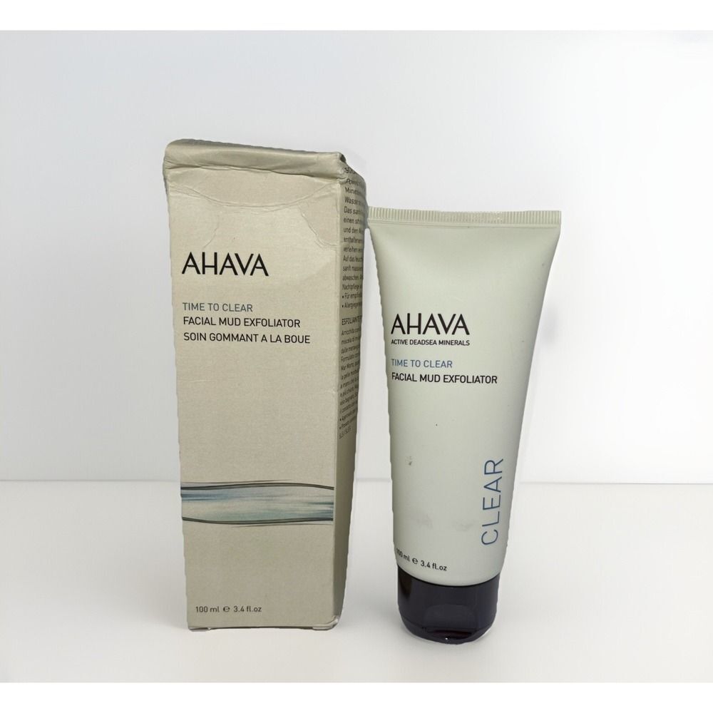 NIB Ahava Time to Clear Facial Mud Exfoliator, 3.4 Oz Dead Sea Minerals Box Dent